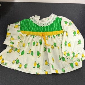 Green and Yellow Baby Dress with Animal Print vintage